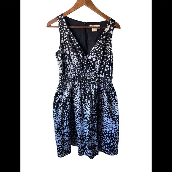𝅺MICHAEL Michael kors black and white polkadot 100% cotton faux wrap dress - Picture 1 of 9
